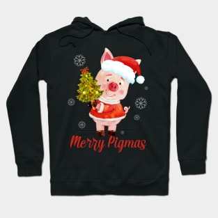 Cute Reindeer Pig In Santa's Hat Merry Pigmas Christmas Gift Hoodie